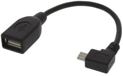 USB OTG kabel 2.0 - USB-A hun / MICRO-B han vinklet - 0.1 m