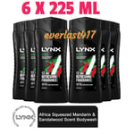 Lynx Africa Shower Gel Squeezed mandarin&Sandalwood scent,12HR fragrance,6X225ML