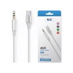 NCC AUX ljudkabel AUX1001C USB-C/3,5 mm, 120 cm, vit