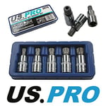 US PRO 5 Piece 1/2" Drive Spline Triple Square Bit Sockets M10 - M18 2076