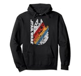 Star Wars Millennium Falcon Top View Striped Poster Pullover Hoodie