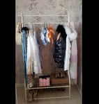 Vintage Clothes Rail White Open Wardrobe Metal Storage Stand Shabby Chic Rack