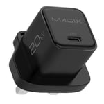 Magix USB C Plug 20w NANO, USB-C GaN Charger PD Power Delivery, for iPhone 15/15 Plus/15 Pro, 14/13/12-Mini/Pro/Pro Max/SE, AirPods Pro, iPad Pro, Galaxy(UK PLUG)(BLACK)