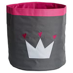 LOVE IT STORE IT - Panier de Rangement - En Tissu Ultra Résistant - Pliable - Avec Poignées - Collecteur De Linge Rond Pour Chambre Enfant - 44x44x44cm - Gris Motif Couronne