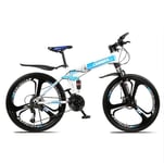 DGPOAD Folding Mountain Bikes For Men Adults Women Teens Ladies Unisex Alloy City Bicycle 26" With Adjustable Seat,comfort Saddle Lightweight Disc brakes/Blue / 24 speed
