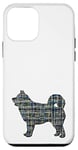 Coque pour iPhone 12 mini Silhouette de chien husky motif abstrait quadrillé
