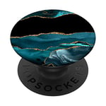 PopSockets Ocean Blue Turquoise Teal With Yellow Accent Glamorous Black PopSockets Swappable PopGrip
