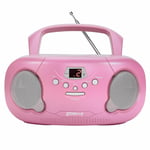 Portable Boombox CD Player with Radio, Pink, Groov-e GV-PS733-PK