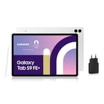 Samsung Galaxy Tab S9 FE+ Tablette, 12.4" Wifi 256Go, S Pen inclus, Batterie longue durée, Certification IP 68, Argent, Chargeur secteur rapide 25W inclus [Exclusivité Amazon], Version FR