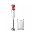 Mixeur Electrique Bosch plongeant - 450 Watt - Pied inox - 4 lames aiguisées - 2 Vitesses - Bol gradué 600 ml - blanc/rouge