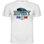 T-Shirt Homme "Rugby Couleurs France" P4760 | Tee Shirt Maillot Rugbyman Blanc Thème Rugby Francais - Du S Aux Xxl