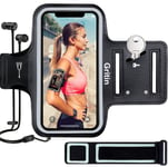 Gritin Running Armband for iPhone 13 Mini/12 Mini/11 Pro/XS/X/8/7/6 Plus, Skin-Friendly Sweatproof Sports Running Armband with Key and Headphone Slot for Phones up to 5.8"-Perfect for Jogging, Gym
