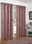 SW Living 90" x 72" Luxury Blush Pink Soft Woven Embossed Thermal Blackout Ring Top Eyelet Heavy Pair Curtains Lined (228cm x 183cm)