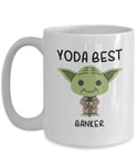 Novelty Gift Mug for Star Wars Fans - Yoda Best Banker - Co-Workers Birthday Present, Anniversary, Valentines, Special Occasion, Dads, Moms, Family, Christmas - Funny Coffee Mug