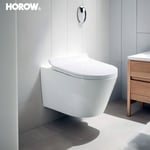 Horow - Cuvette wc Suspendu sans Rebord en Céramique - Toilette Mural avec Lunette wc Amovible - Pack wc Suspendu