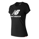 New Balance Women's Essentials Stacked Logo Short Sleeve, Black 19, Large