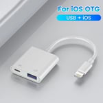 Adaptateur USB pour iphone,ipad,pluie vers USB 3.0,OTG,charge rapide,convertisseur de données,clavier,caméra flash,pilote,extenseur,répartiteur - Type USB Lightning Port
