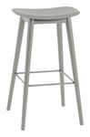 Fiber Bar Stool Wood Base 75 cm - Grey/Grey