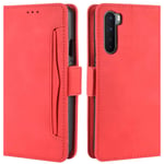 HualuBro OnePlus Nord Case, Magnetic Full Body Protection Shockproof Flip Leather Wallet Case Cover with Card Slot Holder for OnePlus Nord 5G Phone Case (Red)
