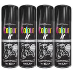 4X Jet Black Gloss Spray Paint Aerosol Auto Car Lacquer Wood Metal 400ml