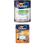 Dulux Quick Dry Satinwood Paint, 750 ml (Pure Brilliant White) Easycare Washable and Tough Matt (Timeless)
