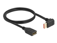 Delock - DisplayPort-förlängningskabel - DisplayPort (hane) nedåtvinklad till DisplayPort (hona) - DisplayPort 1.4 - 1 m - 8K60 Hz (7680 x 4320) stöd - svart