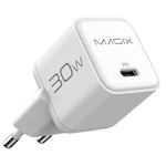 Magix Chargeur 30W Nano, USB-C GaN PD Power Delivery pour iPhone 15/15 Plus/15 Pro/15 Pro Max, 14/13/12-Mini/Pro/Pro Max/SE, AirPods Pro, iPad Pro, Galaxy(EUR Plug)(Blanc)