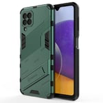 Liner Case for Samsung Galaxy M22 / Samsung Galaxy A22 4G, Ultra-thin Protective Silicone TPU Shockproof Hybrid Hard PC Back Cover for Samsung Galaxy M22, with Foldable Hidden Form Bracket - Green