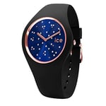 ICE-WATCH - Ice Cosmos Star Deep Blue - Montre Noire pour Femme avec Bracelet en Silicone - 016294 & Ice Loulou Gold Glitter - Montre Noire pour Femme avec Bracelet en Silicone - 007238