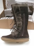 CLARKS WINTER SNOW BOOTS 4.5 suede wide fit calf furry Moss Way Ebony High 37.5