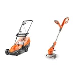 Flymo SimpliMow 320V Wheeled Electric Lawnmower - 1300 W Motor, 32 cm Cutting Width, 30 Litre Grass & Contour 500E Electric Grass Trimmer and Edger, 500 W, Cutting Width 25 cm, Orange