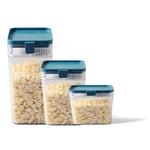 ACCLD Sealed Cans Food Plastic Refrigerator Preservation Box Transparent Kitchen Milk Powder Moisture-Proof Storage Tank Grains Storage Box,Blue