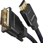 KabelDirekt – Câble Adaptateur HDMI vers DVI – 0,5 m – contre interférences signal A.I.S. (cable moniteur bidirectionnel DVI-D 24+1, connecte dispositif HDMI à moniteur DVI, Full HD/1080p, tressé)