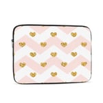 Laptop Case,10-17 Inch Laptop Sleeve Carrying Case Polyester Sleeve for Acer/Asus/Dell/Lenovo/MacBook Pro/HP/Samsung/Sony/Toshiba,Gold Heart Pink White Geometric Zig Zag Golden Confetti-Hearts 17 inch