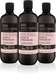 Baylis & Harding Goodness Rose & Geranium Natural Body Wash, 500 ml (Pack of 3)