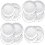 Auntie Morags Epicurean White Terrazzo Outdoor/Camping/BBQ - Plastic/Melamine Dinner & Side Plates, Set for 8