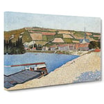 Les Andelys Beach By Paul Signac Classic Painting Canvas Wall Art Print Ready to Hang, Framed Picture for Living Room Bedroom Home Office Décor, 30x20 Inch (76x50 cm)