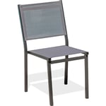 Tolede - Chaise de jardin empilable en aluminium et toile plastifiée anthracite Dcb Garden
