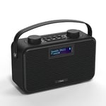 ibox Airtime Radio Portable Rechargeable Dab/Dab Plus/FM avec Bluetooth et Réveil, Enceinte Stéréo Alimenté par Le Secteur et Les Piles/Batterie, Radio Numérique Terrestre Cuisine, sans Lumière Noir