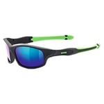 uvex Sportstyle 507 - Sunglasses for Kids - Mirrored Lenses - incl. Headband - Black Matt Green/Green - One Size