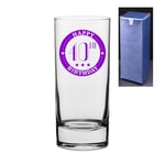 Novelty Engraved/Printed HiBall Gin and Tonic Vodka Glass - Happy 40th Birthday - Purple