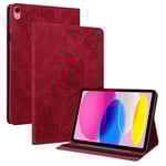 Apple iPad 10.9 10th Gen (2022) Fodral med fjärilar, Röd