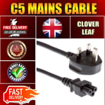3 Pin Mains Clover Leaf C5 Cloverleaf Power Lead Cord Cable for Laptop-1M