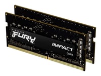 Kingston FURY Impact - DDR4 - sats - 32 GB: 2 x 16 GB - SO DIMM 260-pin - 3200 MHz / PC4-25600 - CL20 - 1.2 V - ej buffrad - icke ECC - svart