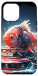 Coque pour iPhone 15 Pro Max Party koi fish dj, goldfish music platine pour raves edm #2