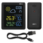 EMOS Station météo sans fil avec écran couleur VA et capteur extérieur, thermomètre, hygromètre, prévisions météorologiques, affichage de l'horloge, réveil, câble micro USB 1,5 m