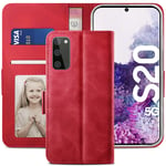 YATWIN Samsung Galaxy S20 Case, Samsung S20 4G / 5G Flip Wallet Leather Case with Card Slot and Shockproof Function Kickstand Phone Cases Cover for Samsung S20 - Red