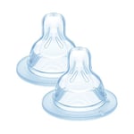 MAM Tétines pour biberon 2+ mois (2 pièces) – Lot de 2 tétines en silicone débit 2 vitesse moyenne – Tétine plate et ultra-douce pour bébé
