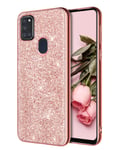 YINLAI Samsung Galaxy A21S Case Samsung A21S Phone Case Glitter Shiny Sparkly Slim Thin Shockproof Protective Hybrid Cover Girly Women Phone Case for Samsung Galaxy A21S,Rose Gold/Pink