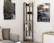 Decorotika Alice 5-Shelf Industrial Corner Unit Bookcase Bookshelf Shelving Unit with Colour Options (Black and Oak)